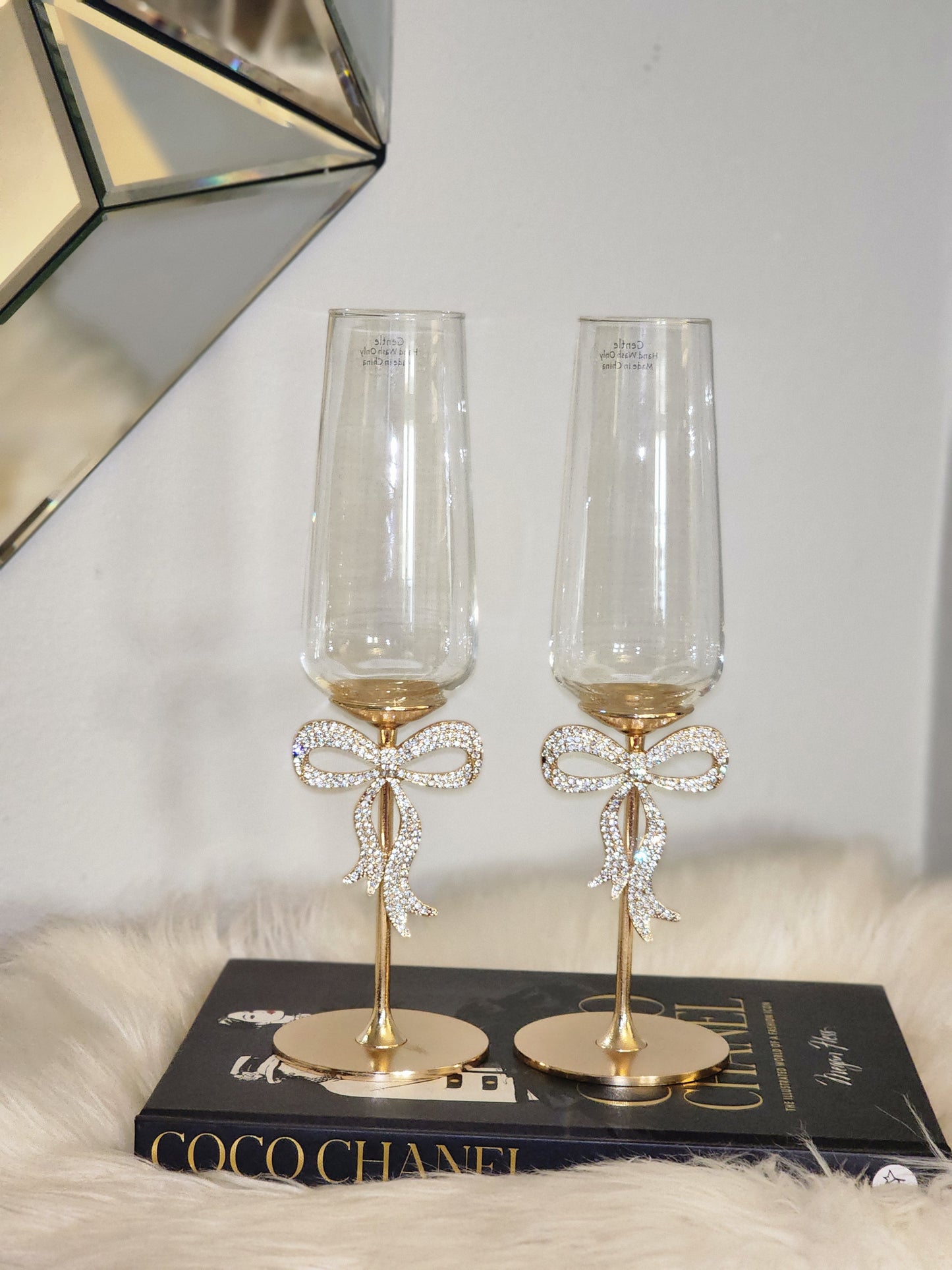 Blinged Bow Champagne glasses