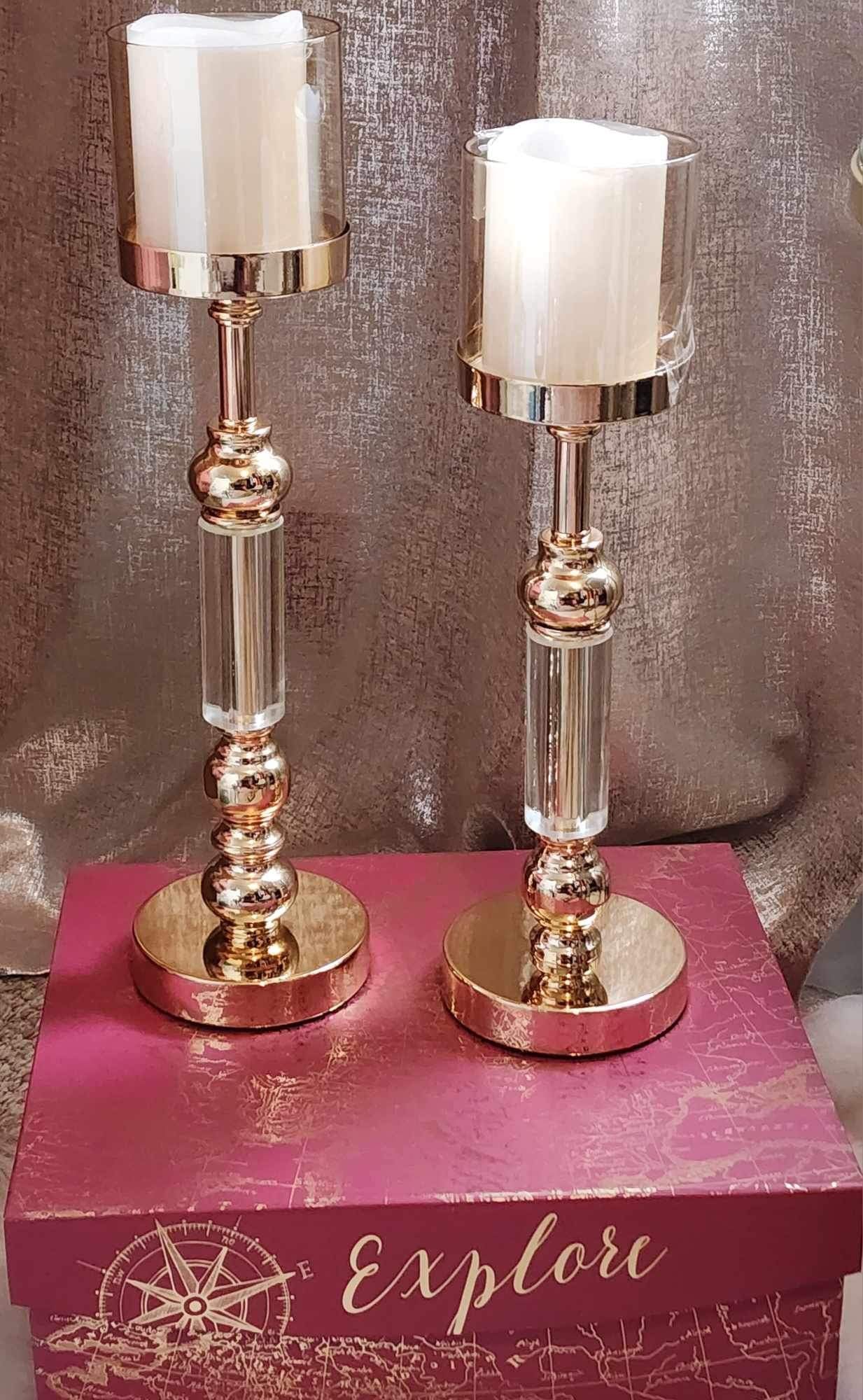 Glass Hurricane Candleholder Set