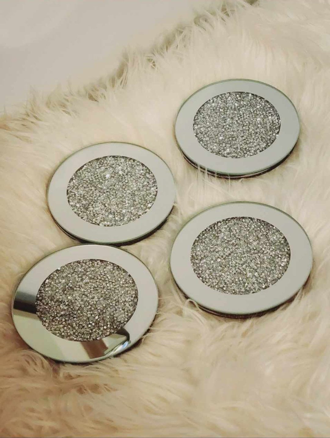 Mirrored & Crushed Diamonds Coasters
