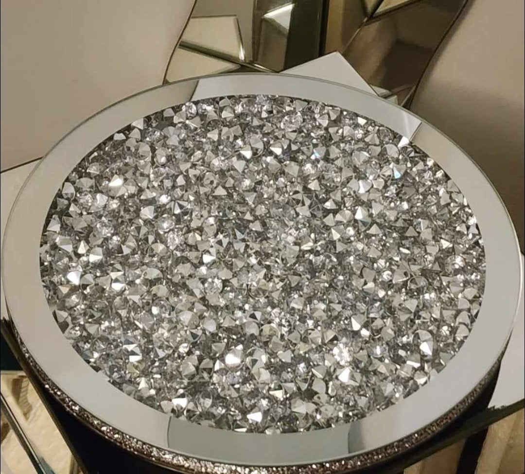 Mirrored & Crushed Diamonds Lazy Susan