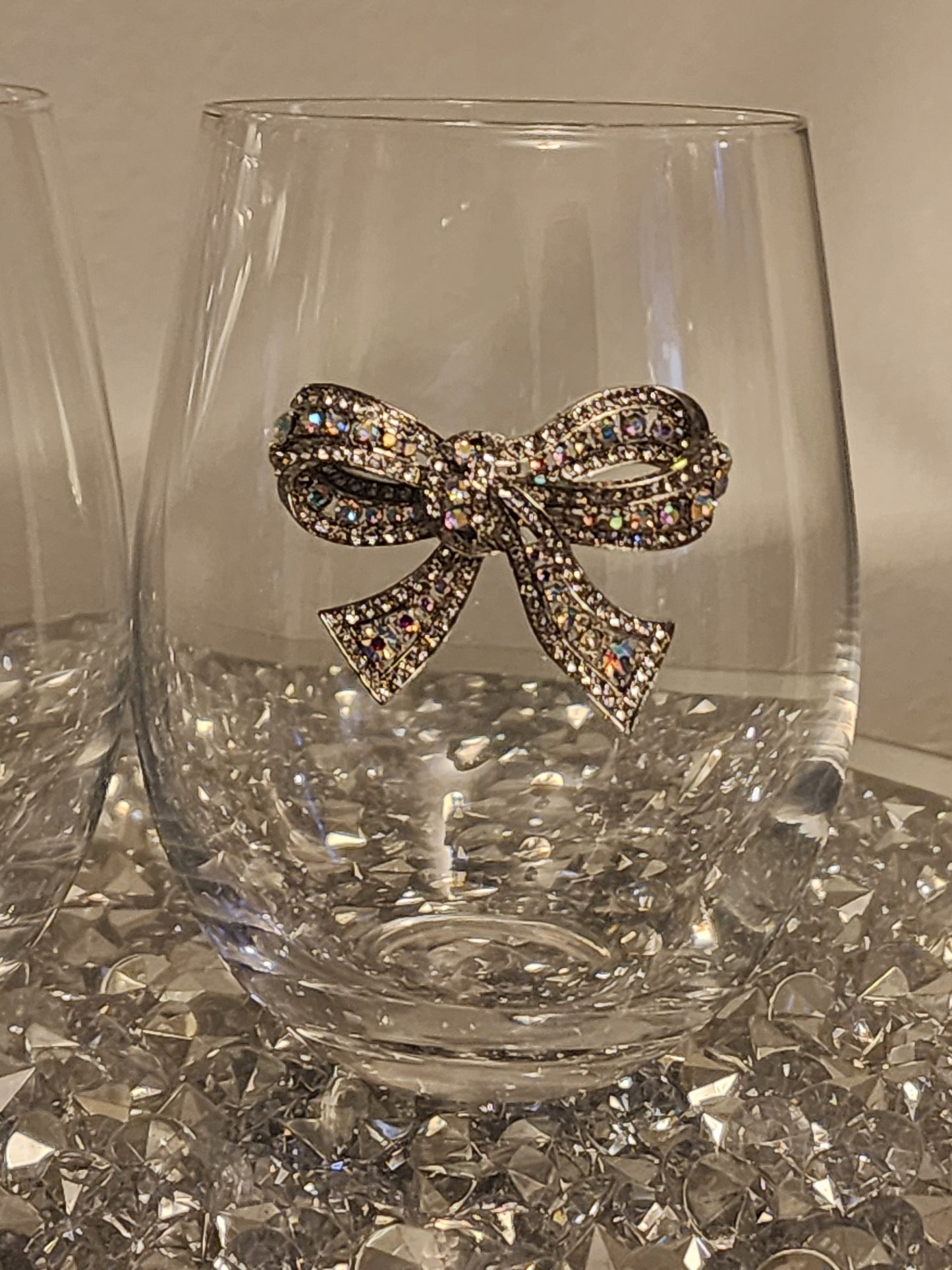 Blinged Bow Wine Glasses