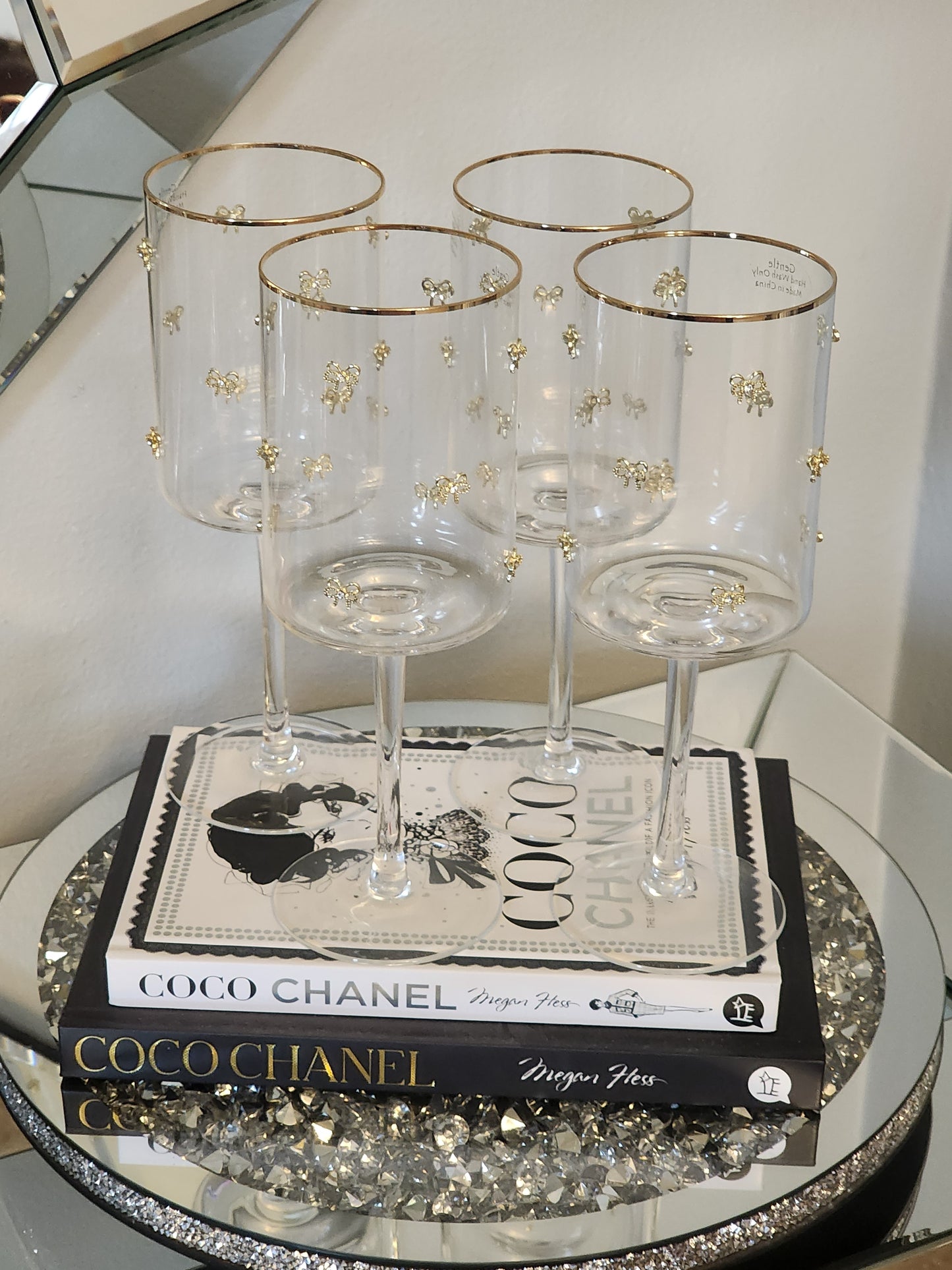 Gold Bow Wine Glasses