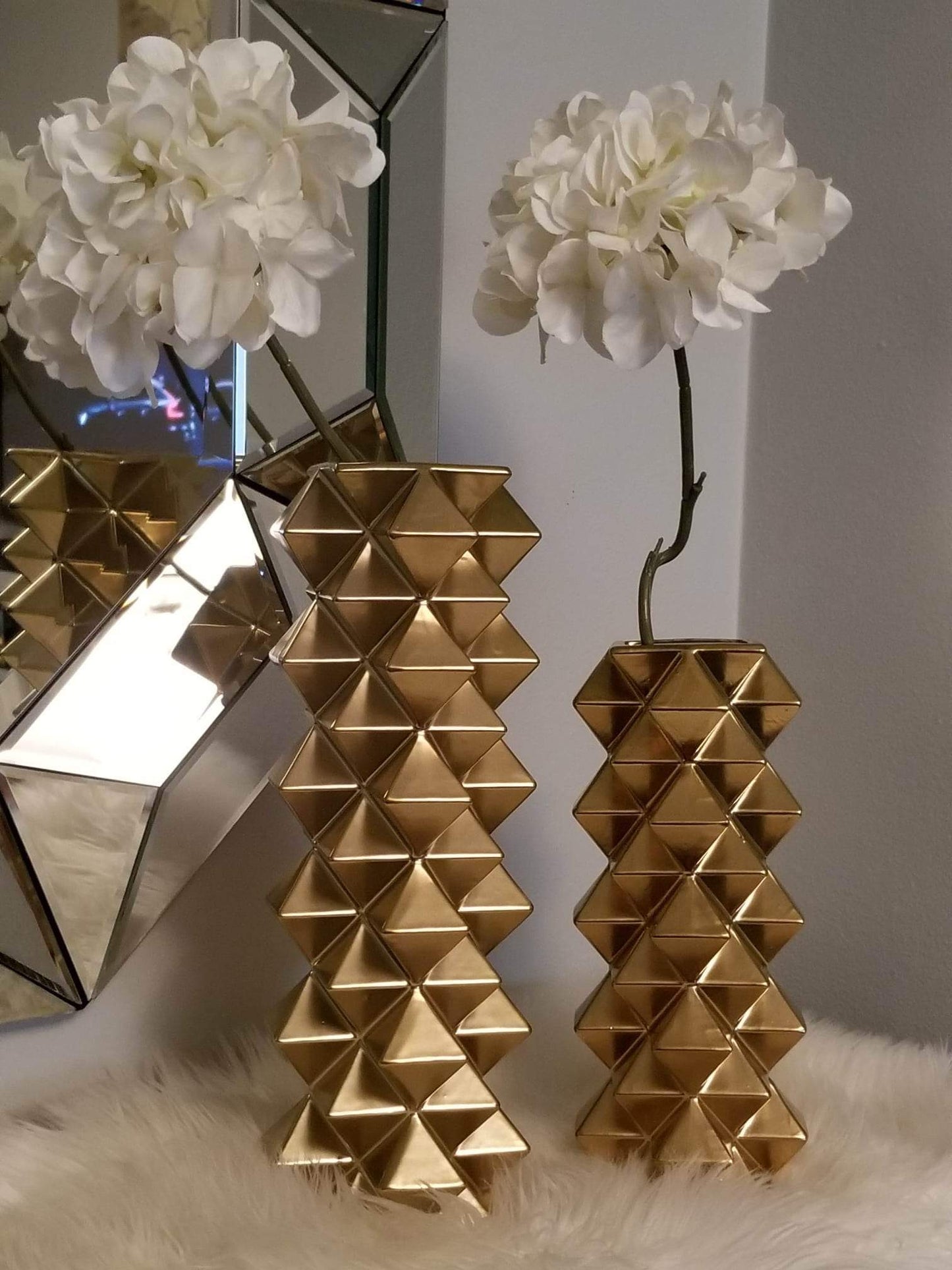 Geometric Gold Vase