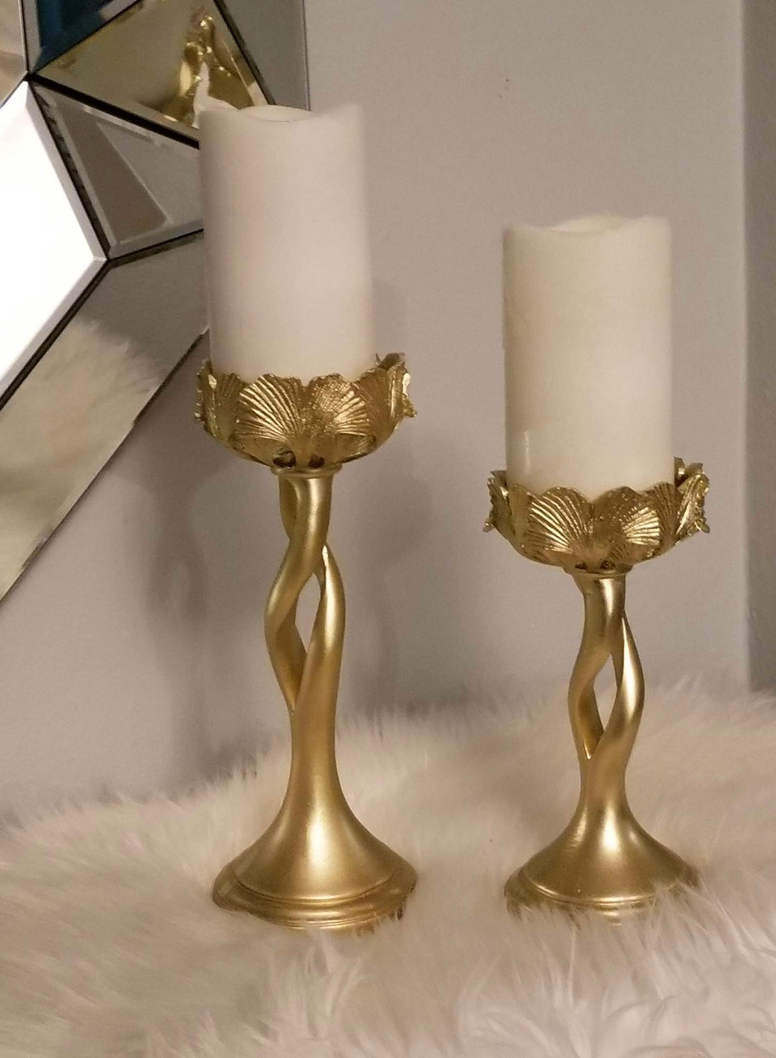 Gold Flower Bomb Candle Holder Set