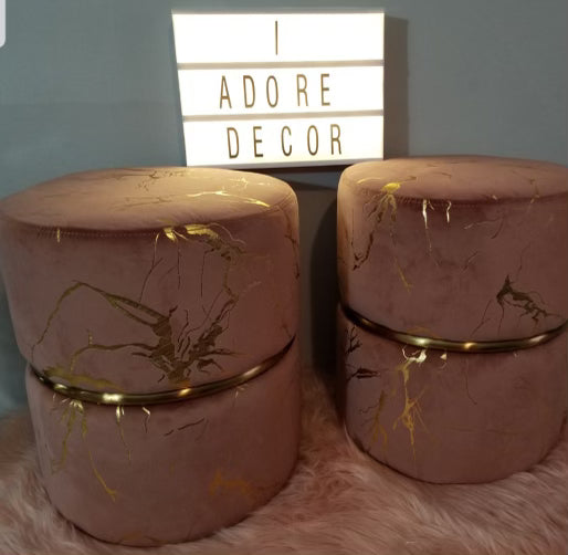 Pink Gold Ottoman Set