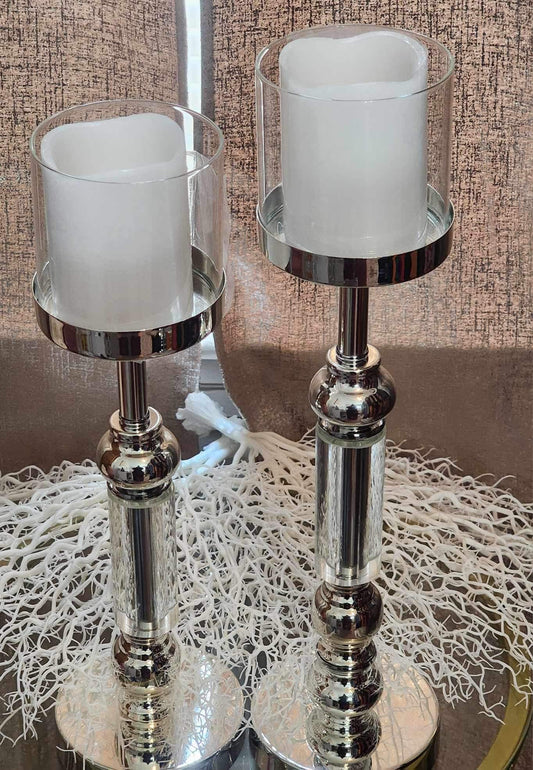 Glass Hurricane Candleholder Set