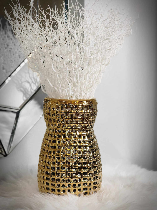 Gold Honeycomb Vase