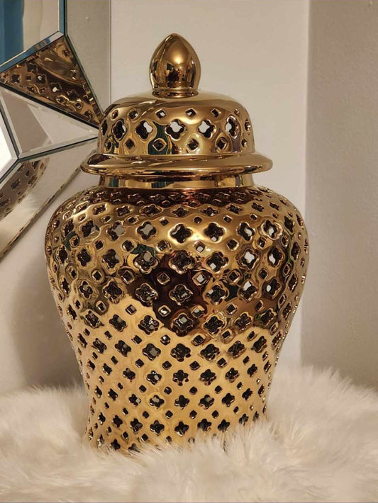 Beauty Is Her Name Gold Ginger Jar