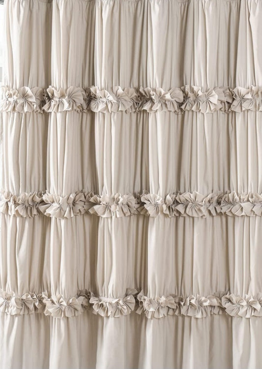 Ruffles Everywhere Shower Curtain~Comes with Matching 32×20 Chenille rug
