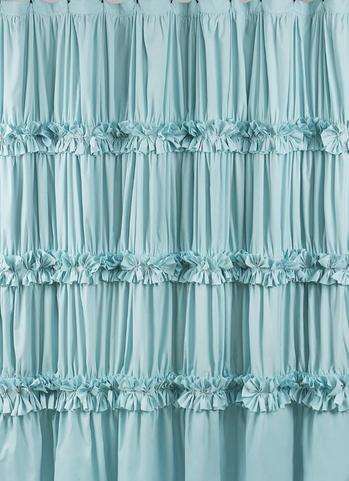 Ruffles Everywhere Shower Curtain~Comes with Matching 32×20 Chenille rug
