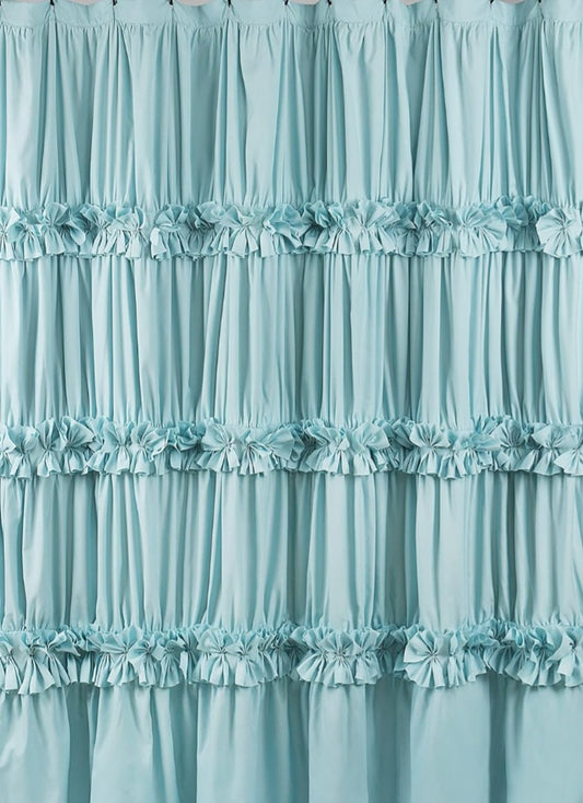 Ruffles Everywhere Shower Curtain~Comes with Matching 32×20 Chenille rug